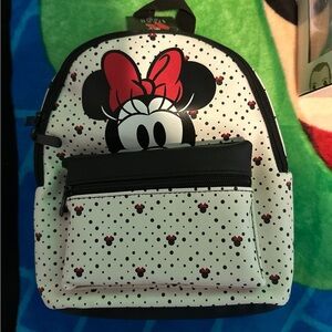 Disney Minnie Mouse Black and White Polka Dot Backpack
